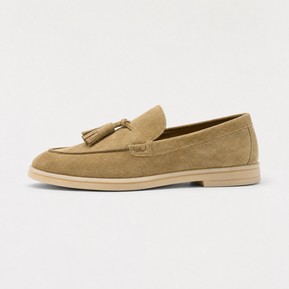 Women's Classic Suede Leather-Lined Tassel Loafers Taupe