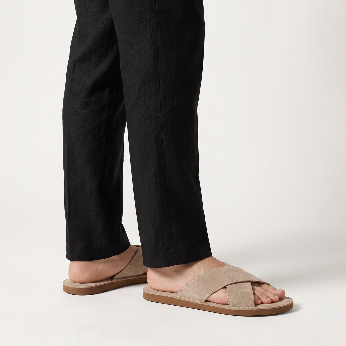 Men's Casual Suede-Look Cross Strap Sandals
