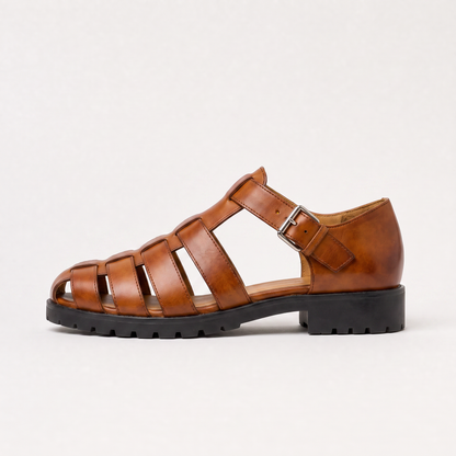Men's Casual Leather Buckle Fisherman Sandals