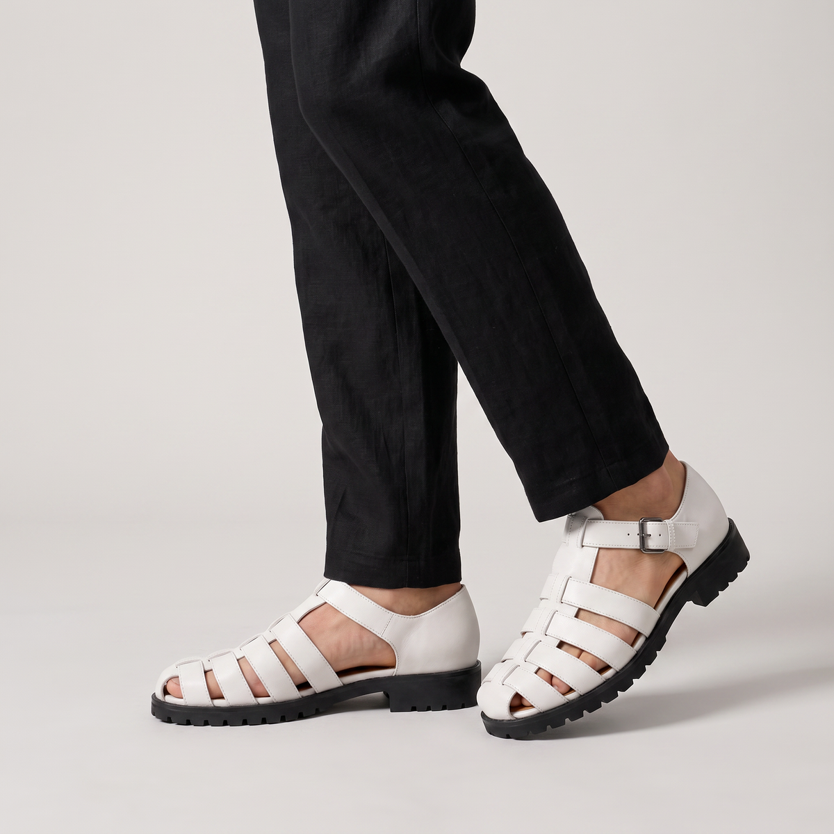 Men's Casual Leather Buckle Fisherman Sandals