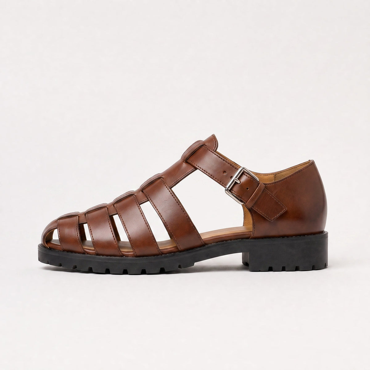 Men's Casual Leather Buckle Fisherman Sandals