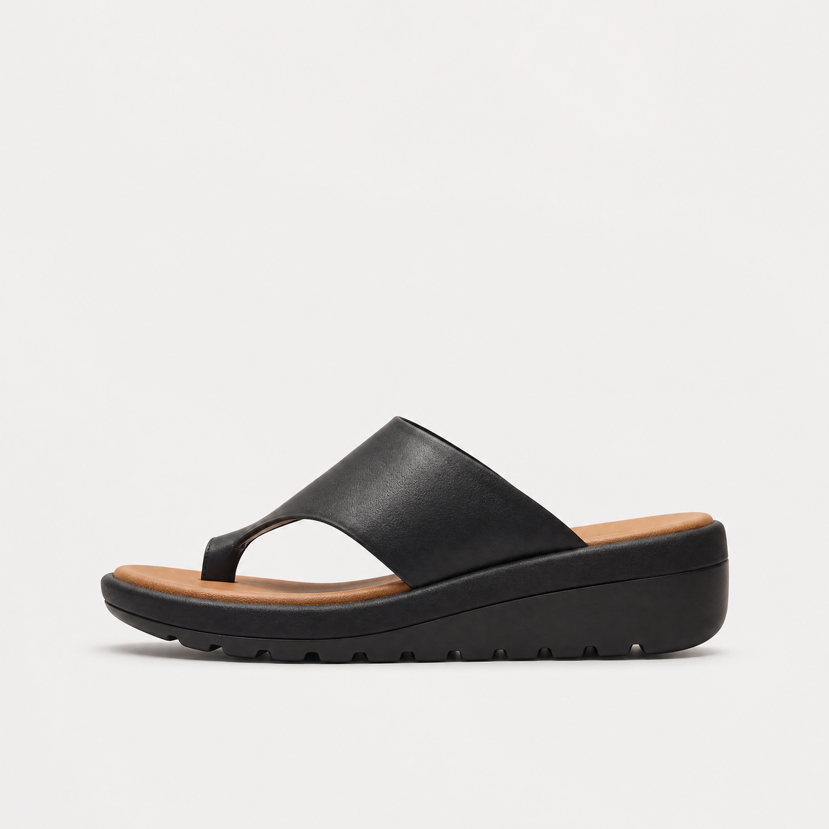 Women's Casual Leather Toe-Loop Platform Sandals