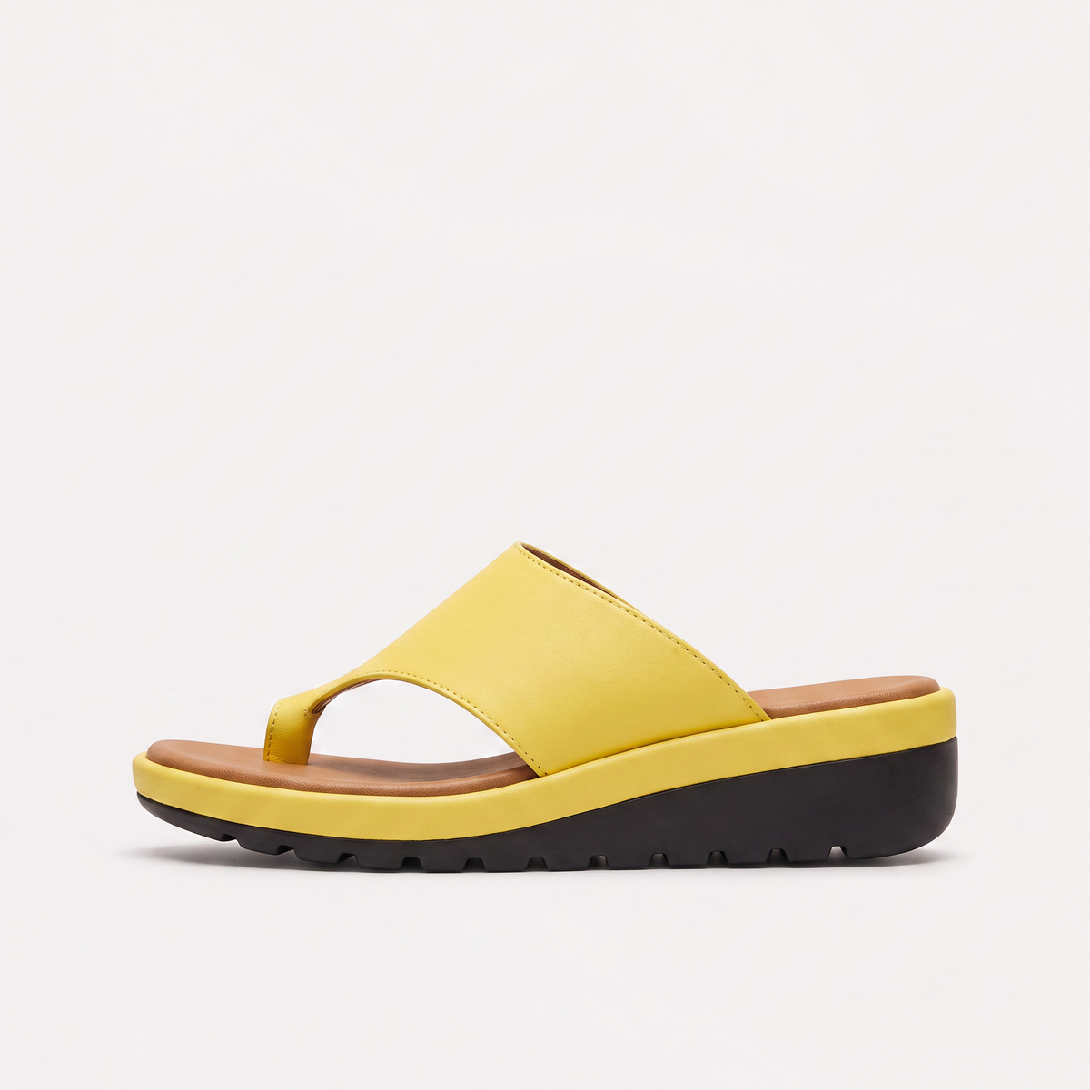 Women's Casual Leather Toe-Loop Platform Sandals
