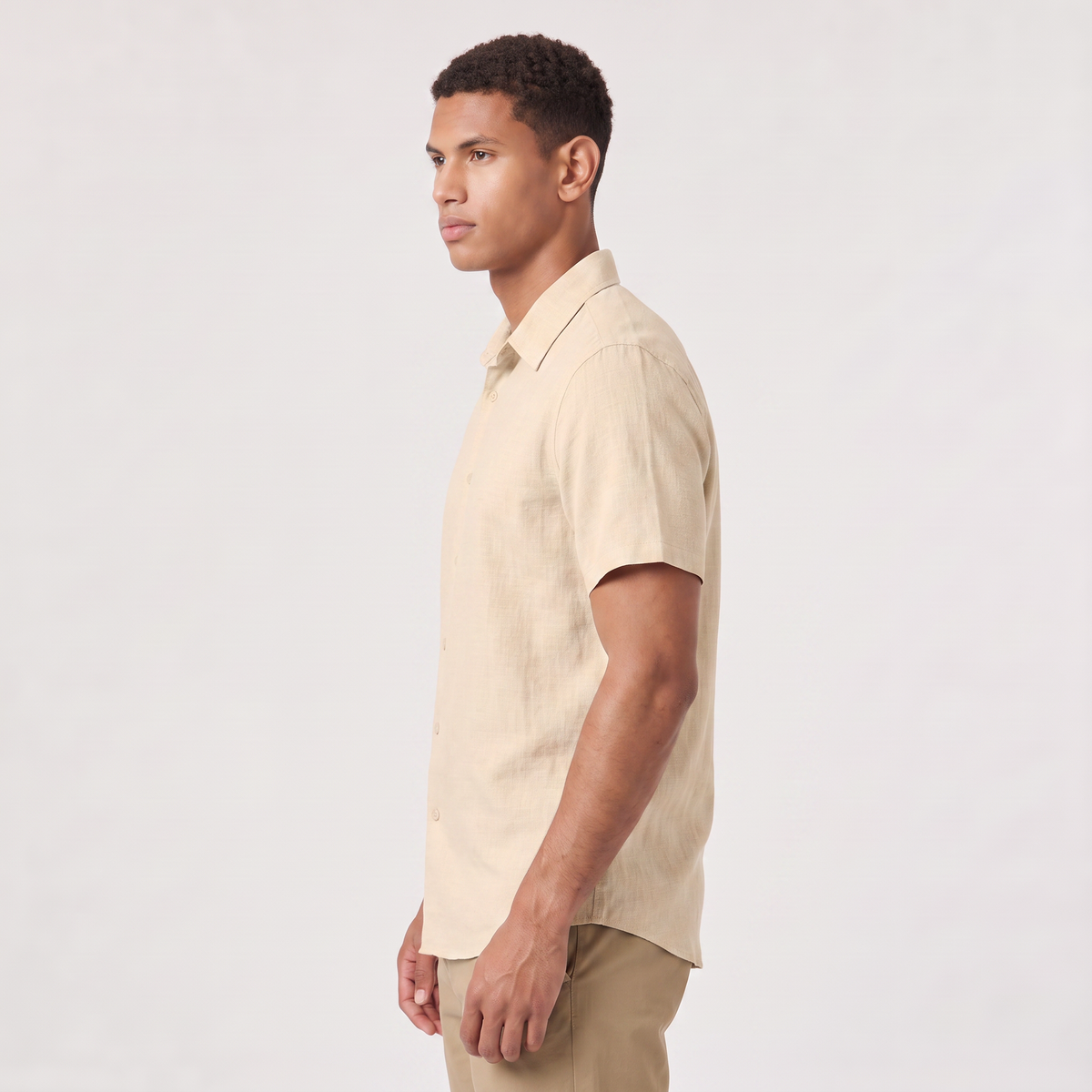Men's Casual Cotton Linen Short Sleeve Shirt
