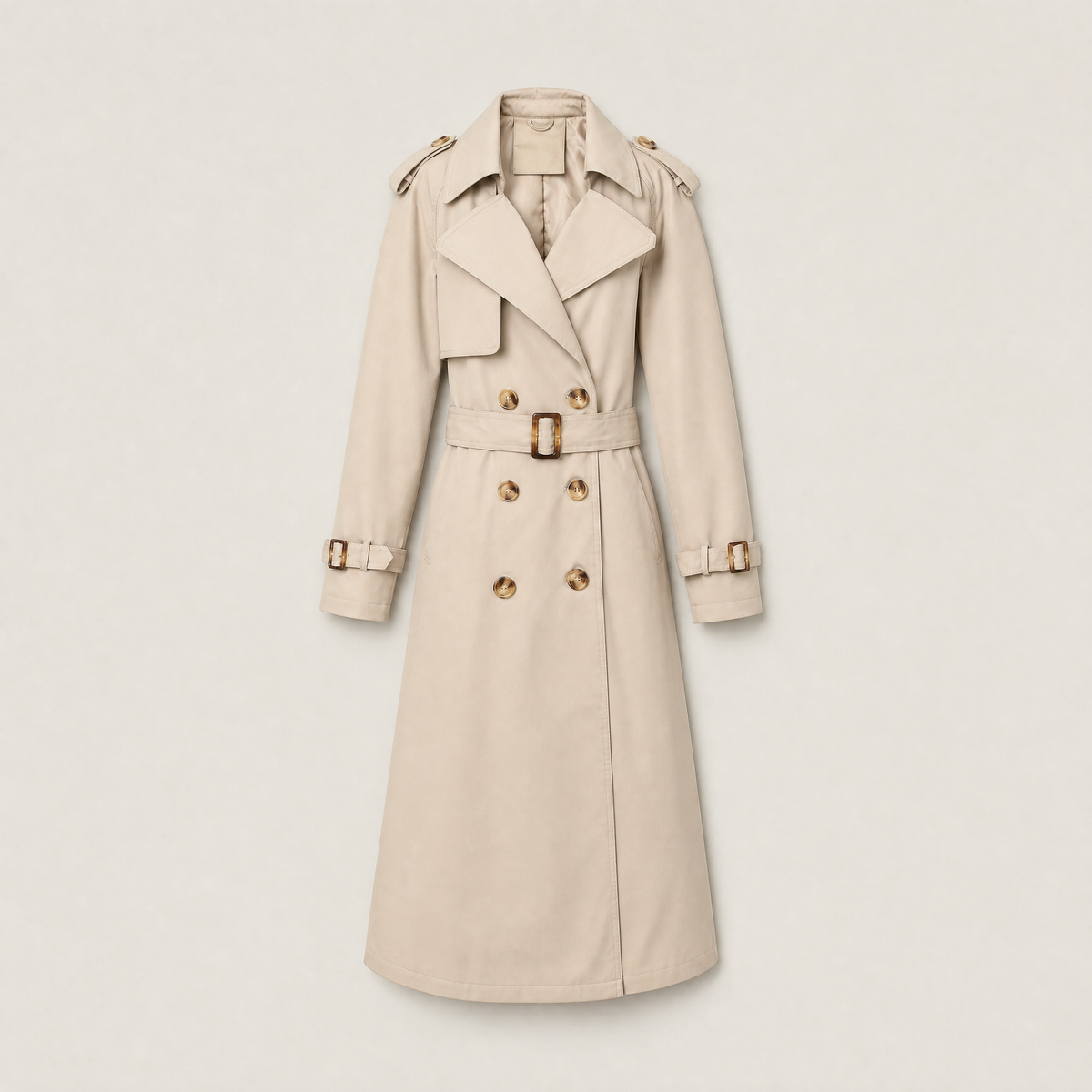 Women's Classic Single-Breasted Belted Trench Coat
