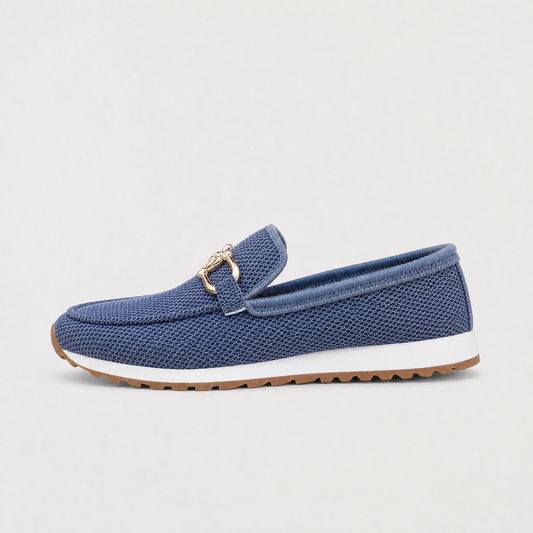 Women's Casual Leather Slip-On Loafers with Gum Sole