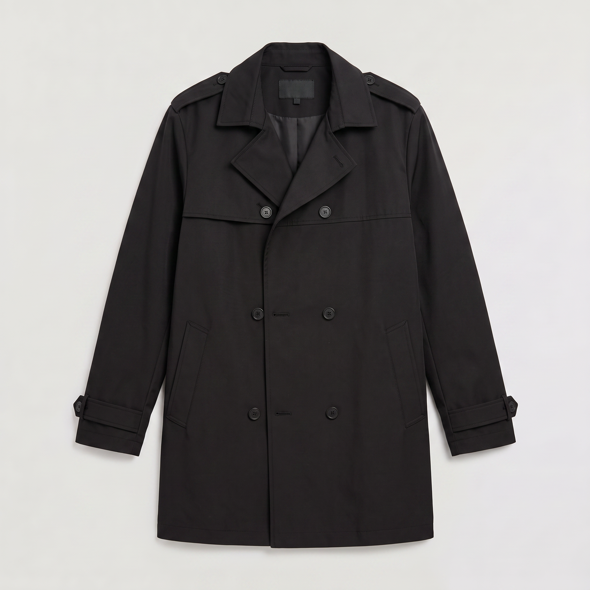 Men's Classic Double-Breasted Wool Blend Trench Coat
