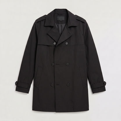 Men's Classic Double-Breasted Wool Blend Trench Coat