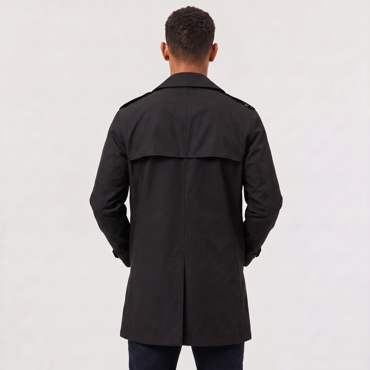 Men's Classic Double-Breasted Wool Blend Trench Coat