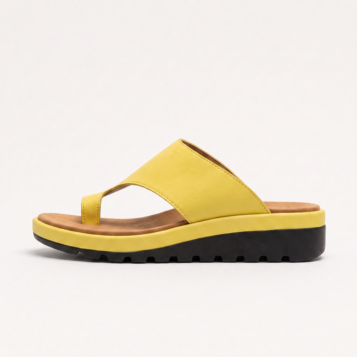 Women's Casual Leather Toe Ring Wedge Sandals