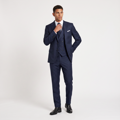 Men's Classic Wool Blend Peak Lapel Three-Piece Suit
