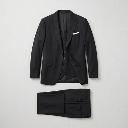 Men's Classic Wool Blend Peak Lapel Three-Piece Suit