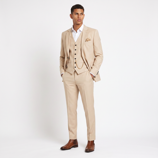 Men's Classic Lightweight Linen Three-Piece Suit