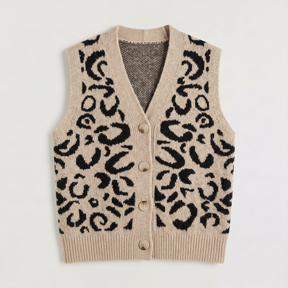 Women's Casual Patterned Cotton Button-Front Waistcoat