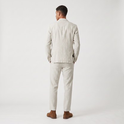 Men's Casual Wool Blend Blazer and Drawstring Trousers Set