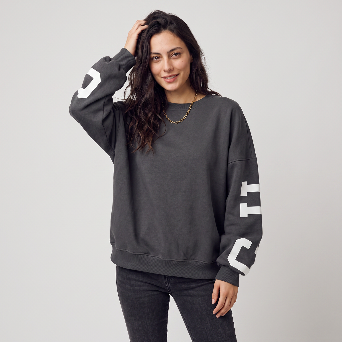 Women's Oversized Cotton Blend Varsity Jumper