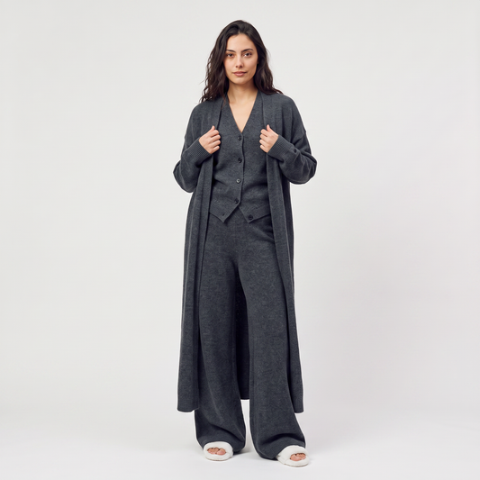 Women's Casual Knitted Three-Piece Cardigan Set