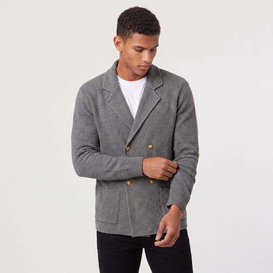 Men's Classic Double-Breasted Knit Cardigan
