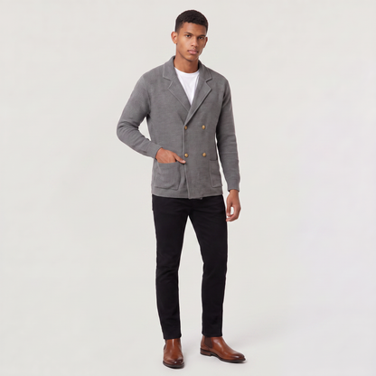 Men's Classic Double-Breasted Knit Cardigan