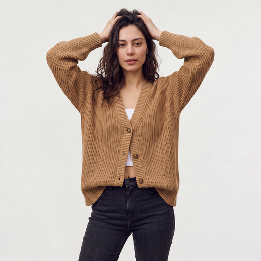 Women's Classic V-Neck Button-Front Knit Cardigan