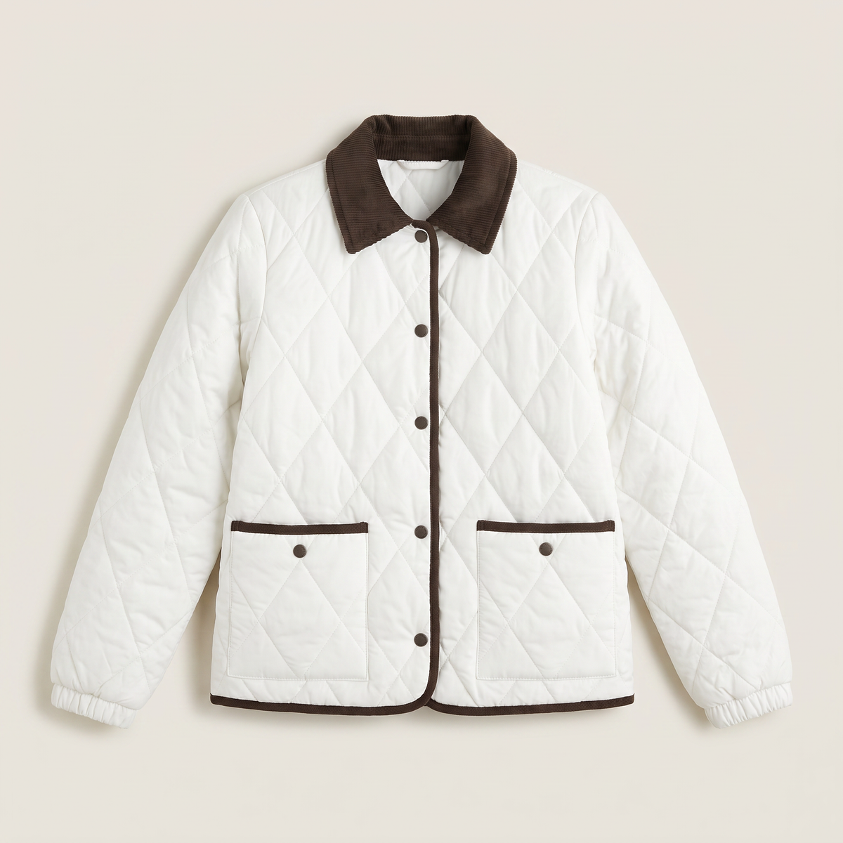 Women's Casual Quilted Puffer Jacket with Corduroy Collar