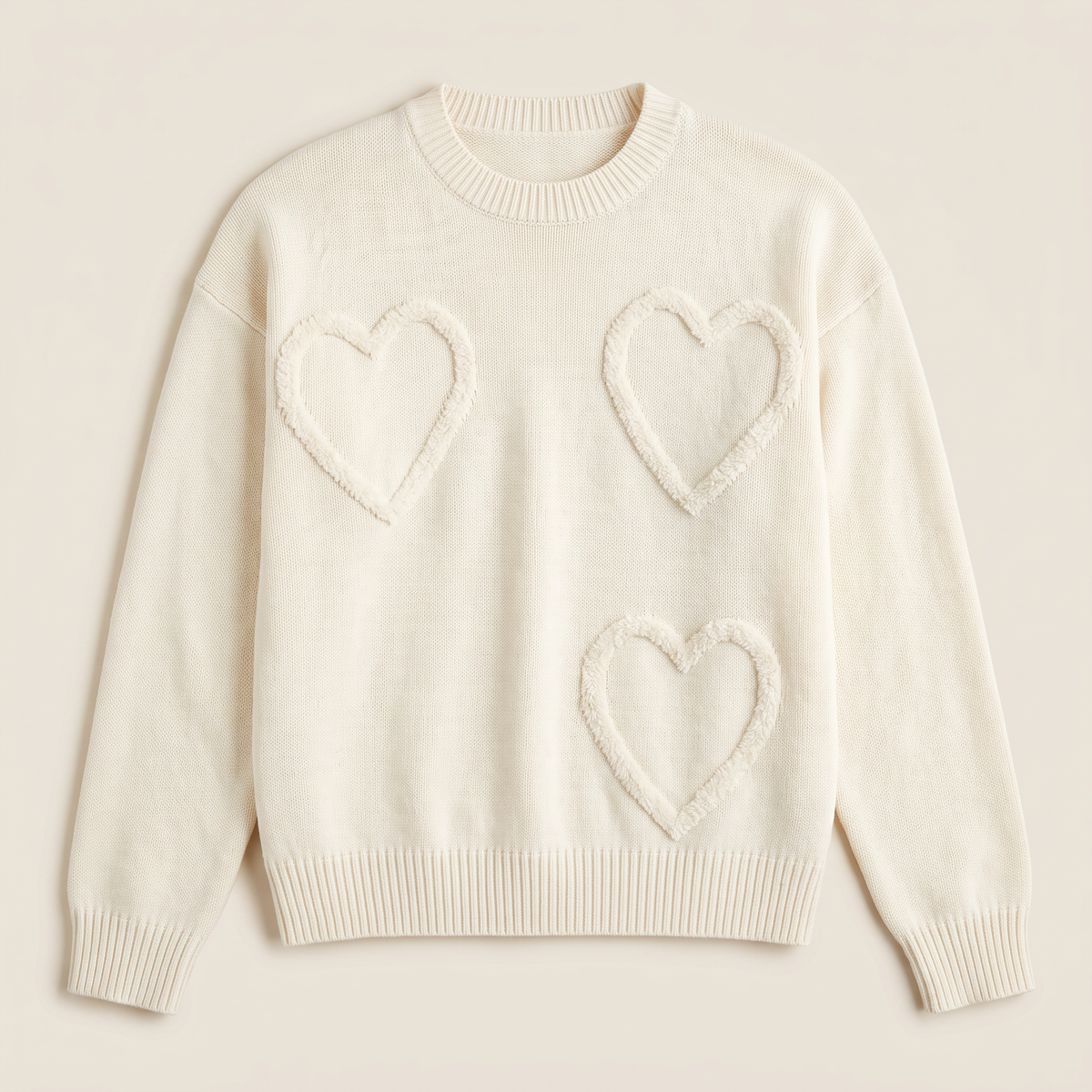 Women's Casual Knitted Jumper with Heart Detail