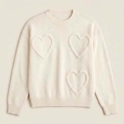 Women's Casual Knitted Jumper with Heart Detail