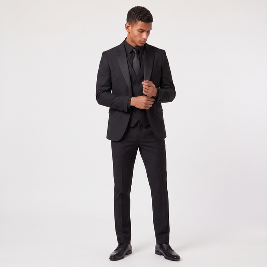 Men's Classic Slim Fit Wool Blend Three-Piece Suit
