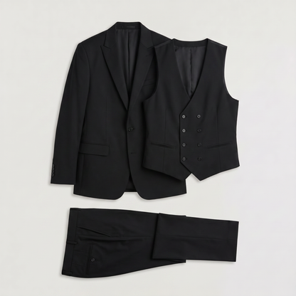 Men's Classic Slim Fit Wool Blend Three-Piece Suit