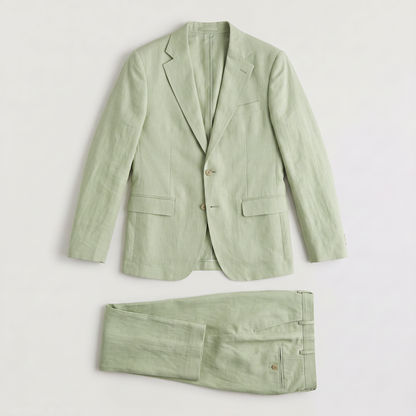 Men's Classic Linen Single-Breasted Two-Piece Suit