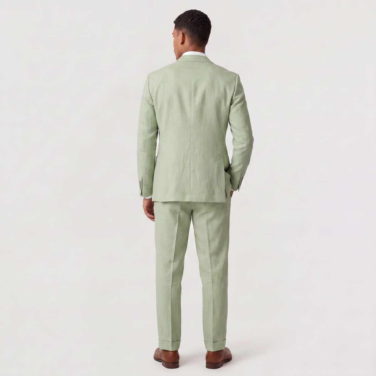 Men's Classic Linen Single-Breasted Two-Piece Suit