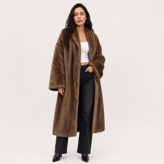 Women's Elegant Faux Fur Long Overcoat