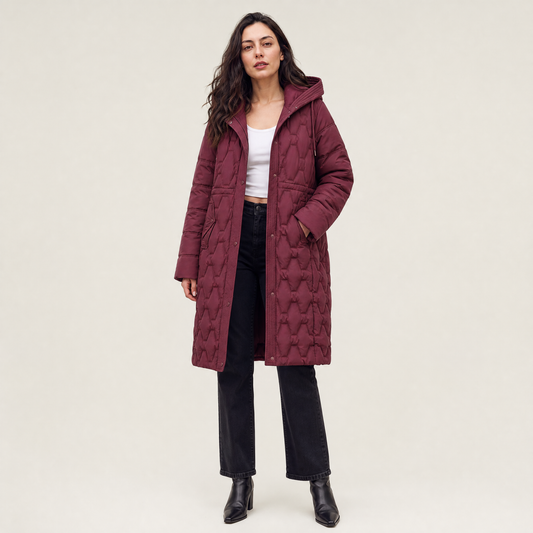 Women's Long Quilted Hooded Puffer Coat