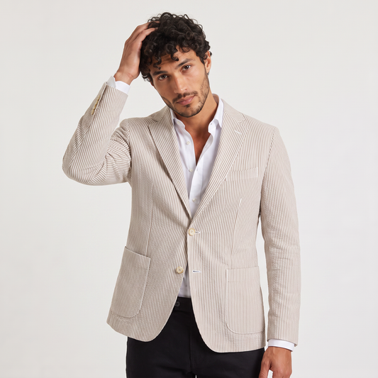 Men's Classic Tailored Striped Blazer