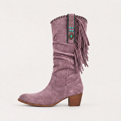 Women's Stylish Suede Fringe Western Boots
