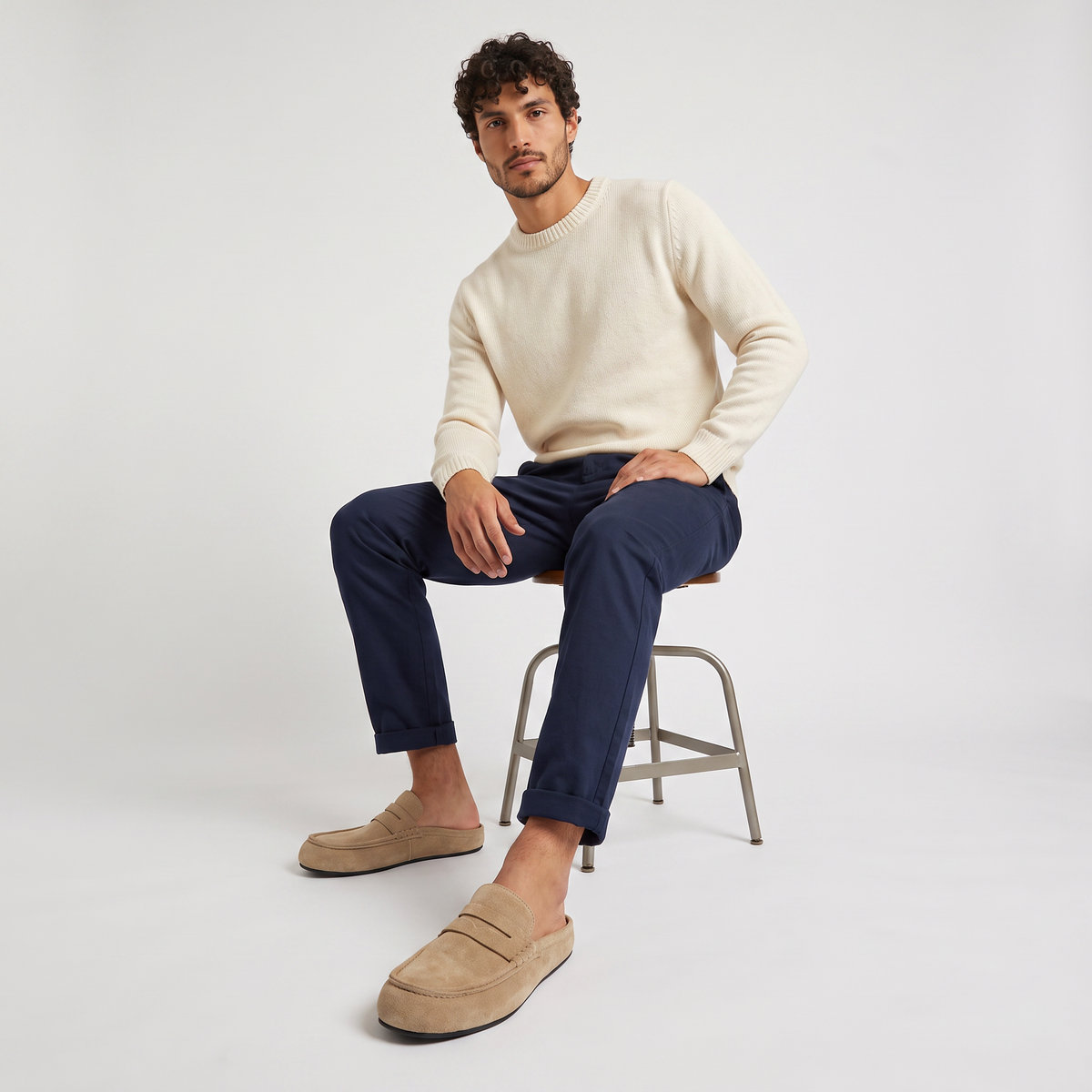 Men's Casual Suede-Look Backless Mule Loafers
