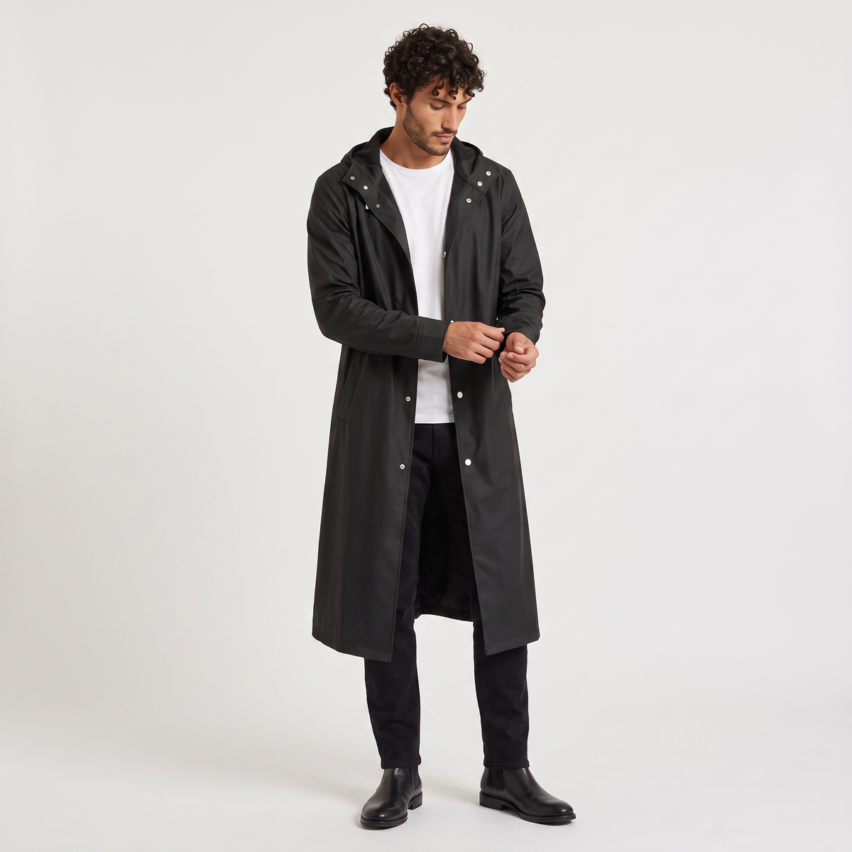 Men's Classic Waterproof Extra Long Hooded Raincoat