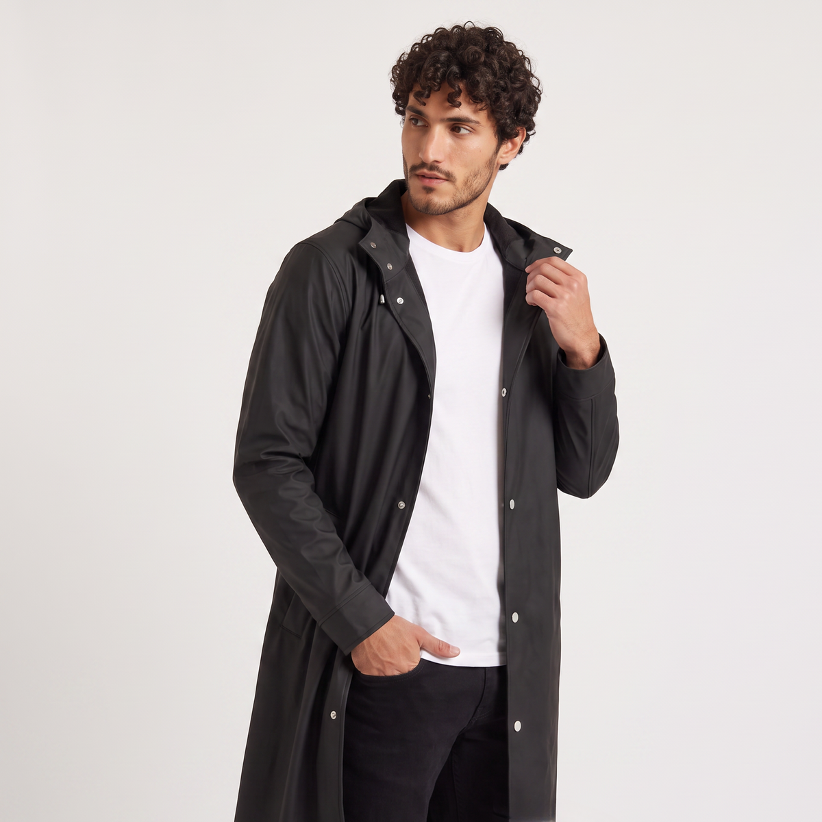 Men's Classic Waterproof Extra Long Hooded Raincoat