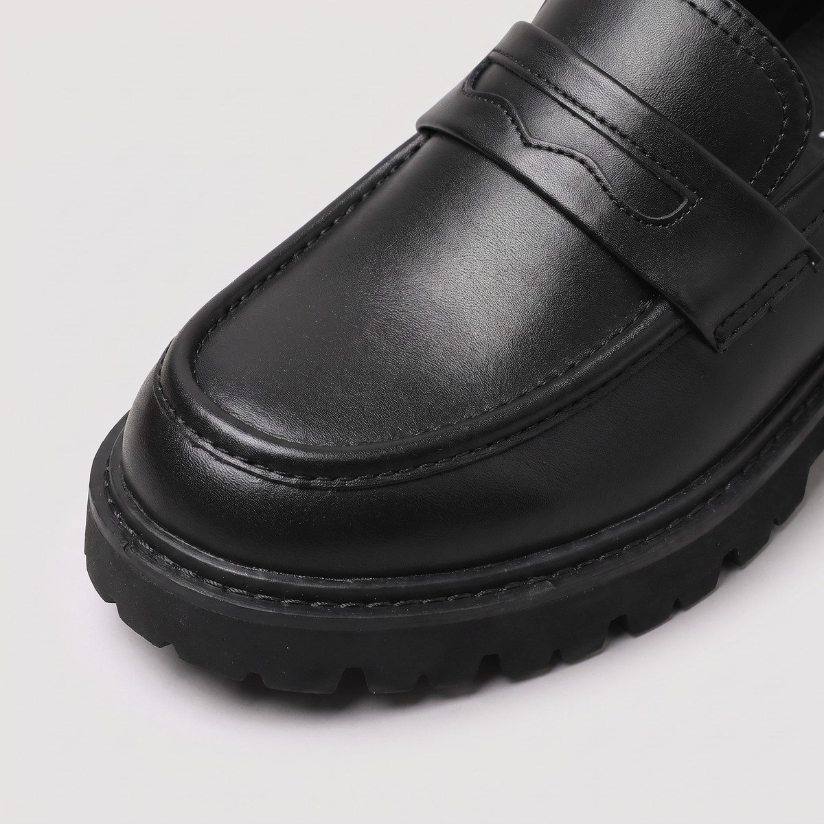 Men's Casual Leather Penny Loafers with Lug Sole