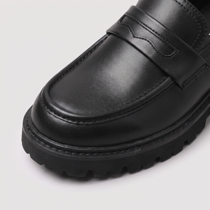 Men's Casual Leather Penny Loafers with Lug Sole