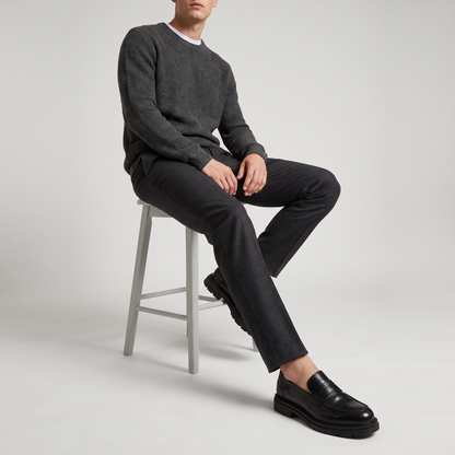 Men's Casual Leather Penny Loafers with Lug Sole