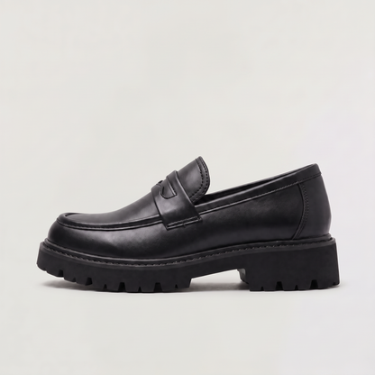 Men's Casual Leather Penny Loafers with Lug Sole
