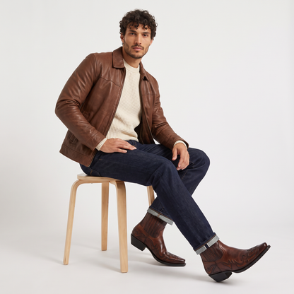 Men's Classic Leather Square Toe Western Boots