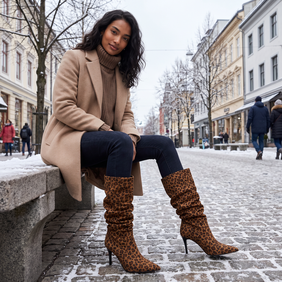 Women's Casual Suede Slouch Knee High Boots