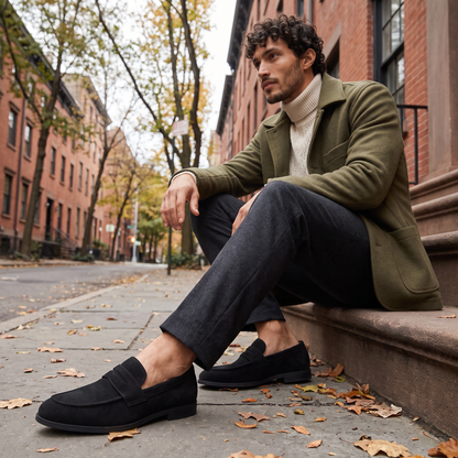 Men's Classic Suede-Look Penny Loafers