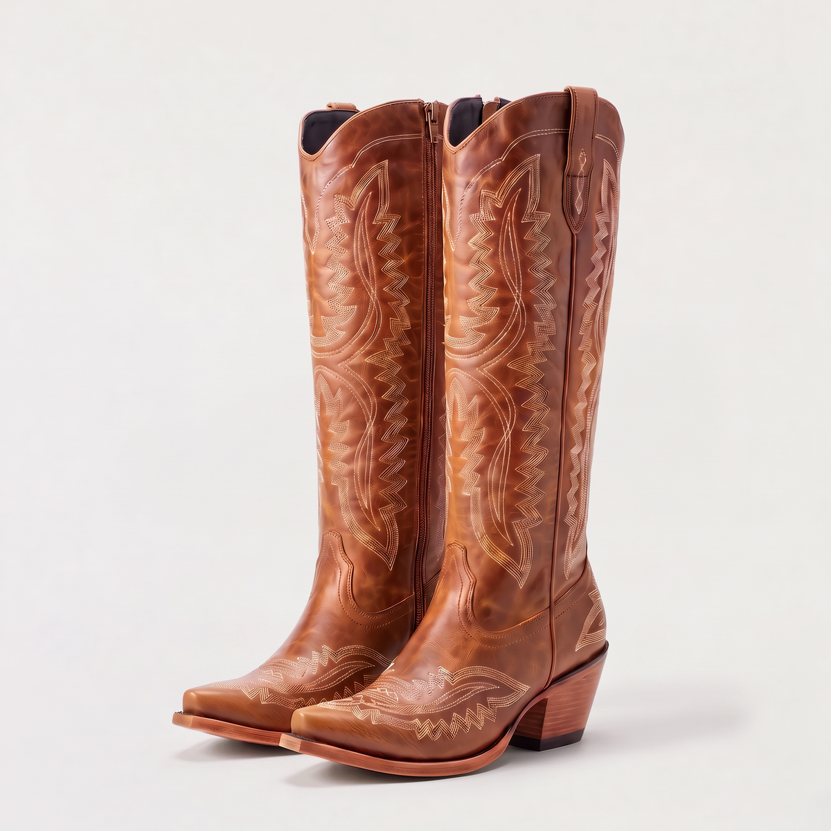 Women's Classic Leather Knee-High Cowboy Boots