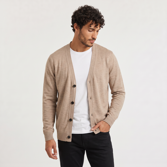 Men's Classic Knit V-Neck Button-Front Cardigan