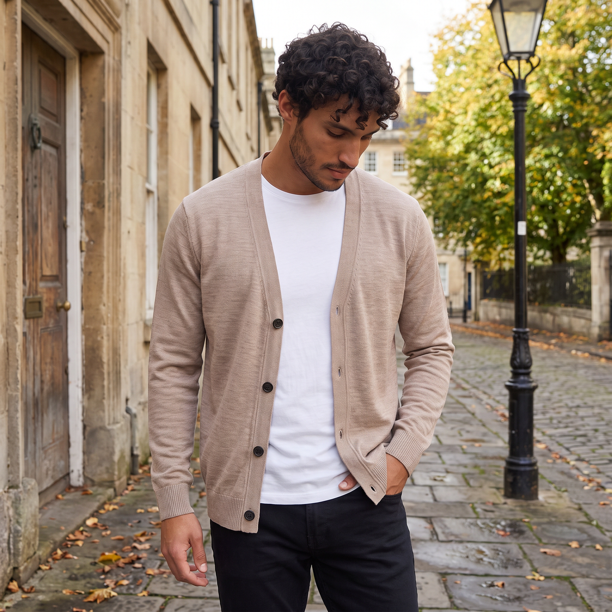 Men's Classic Knit V-Neck Button-Front Cardigan