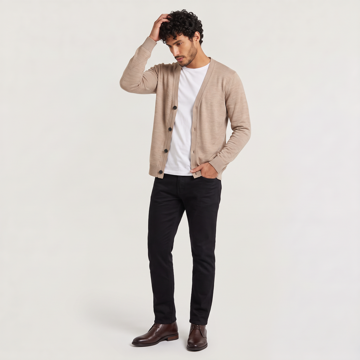 Men's Classic Knit V-Neck Button-Front Cardigan
