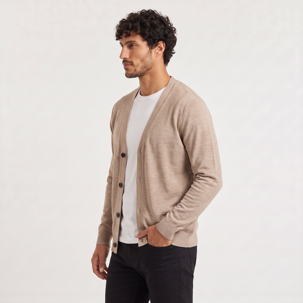 Men's Classic Knit V-Neck Button-Front Cardigan